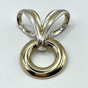 UTC .925 10k GP Two Tone Pendant Ribbon Circle Vintage Pendant